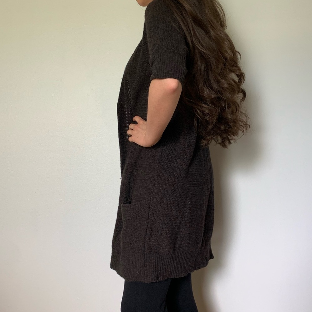 Espresso Eileen Fisher Wool Blend Cardigan - Picture 2 of 7